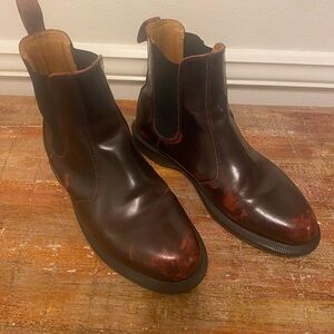 Dr. Martens Brown Leather Chelsea Boots with Red Patina